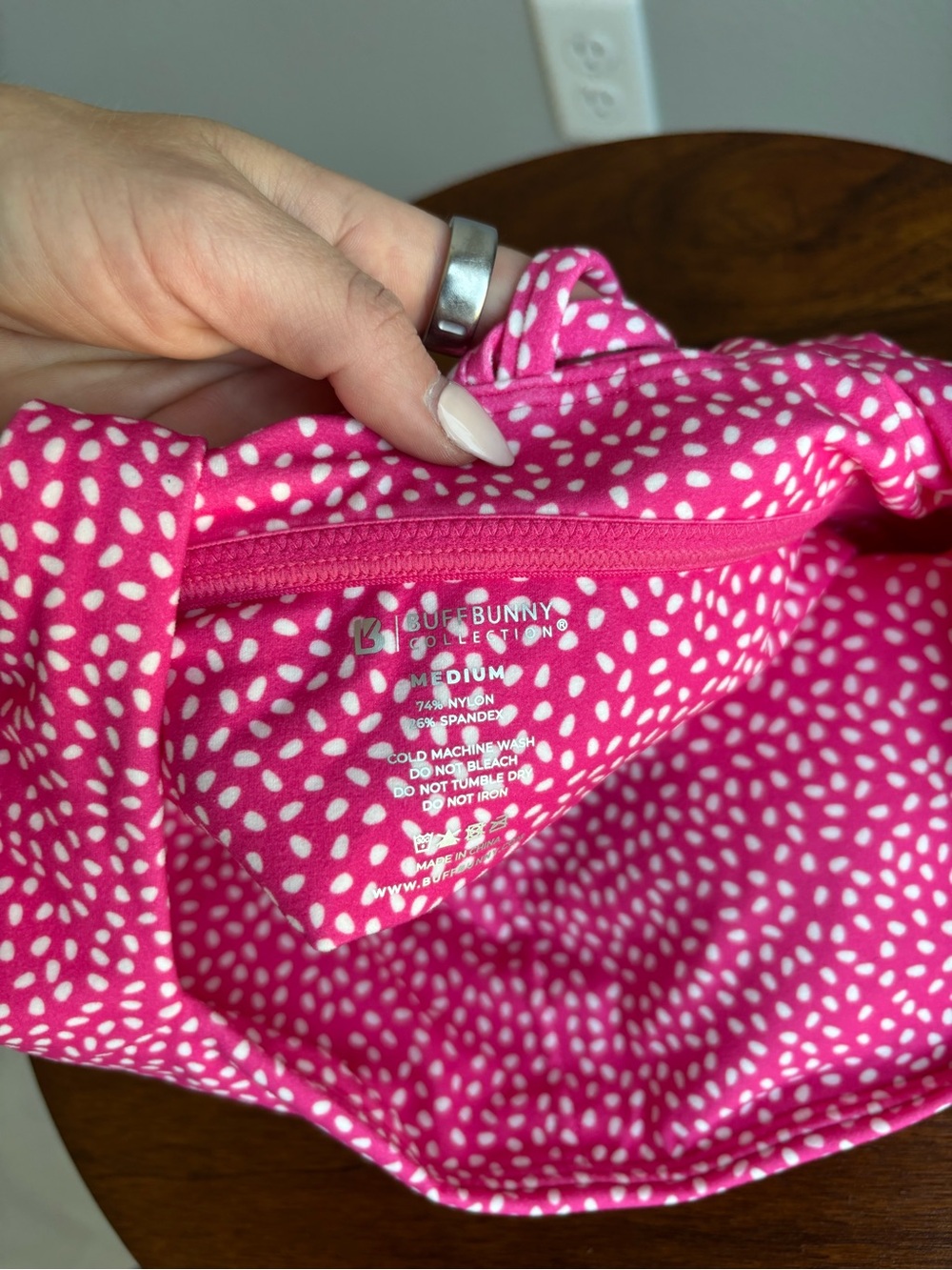 BuffBunny Hot Pink Dot Print Sports Bra - Picture 3 of 3